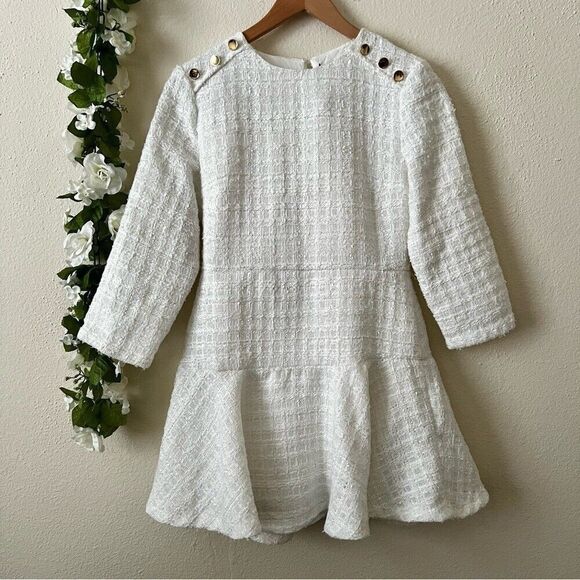 Zara White Tweed Peplum Side Gold Buttons Structured
Mini Dress Sz S fit & flare - Picture 7 of 15